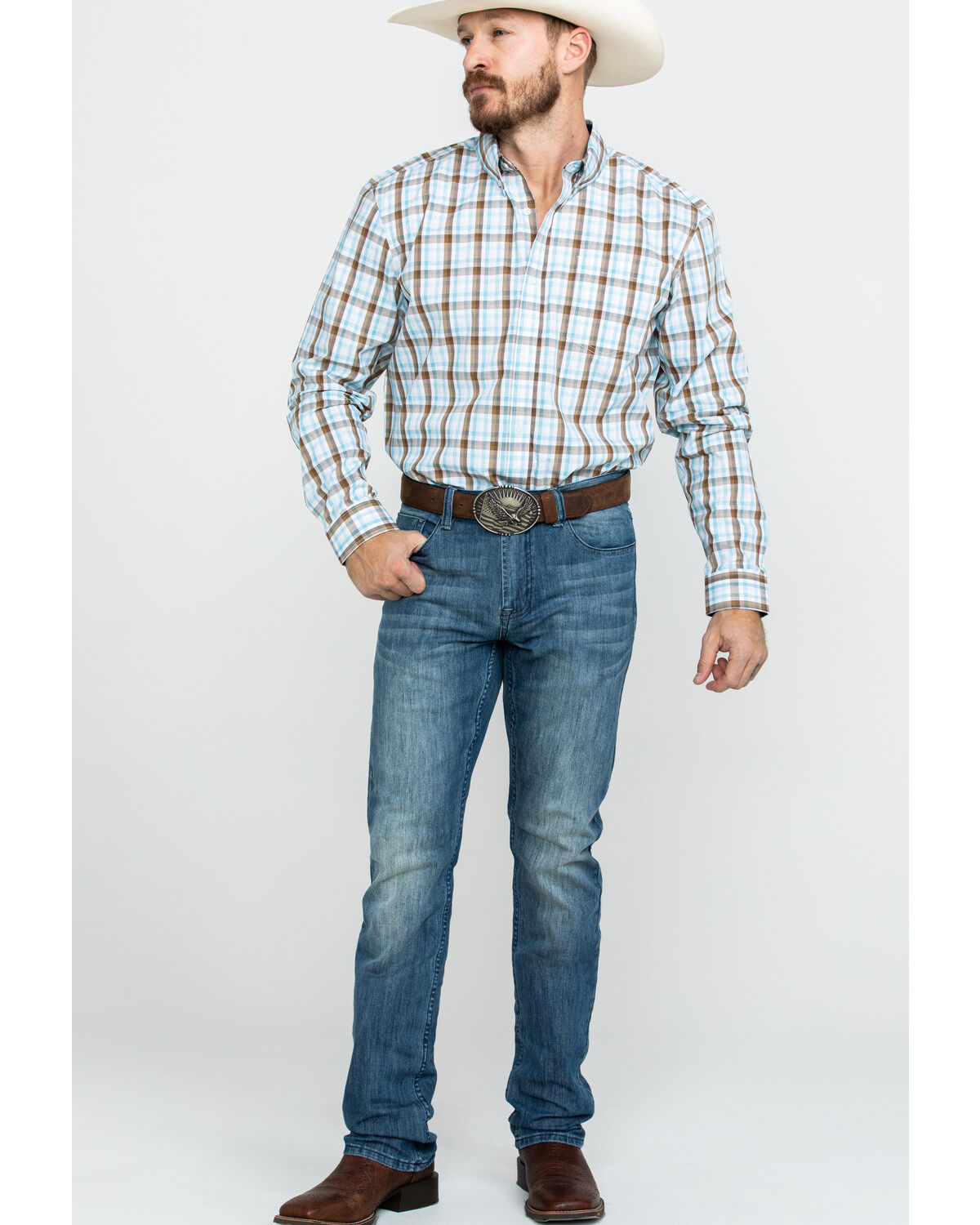 Image #6 - Cody James Core Men's Mountain Rain Med Plaid Long Sleeve Western Shirt, , hi-res