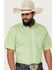 Image #2 - Panhandle Select Men's Geo Print Short Sleeve Button-Down Western Shirt, Light Green, hi-res