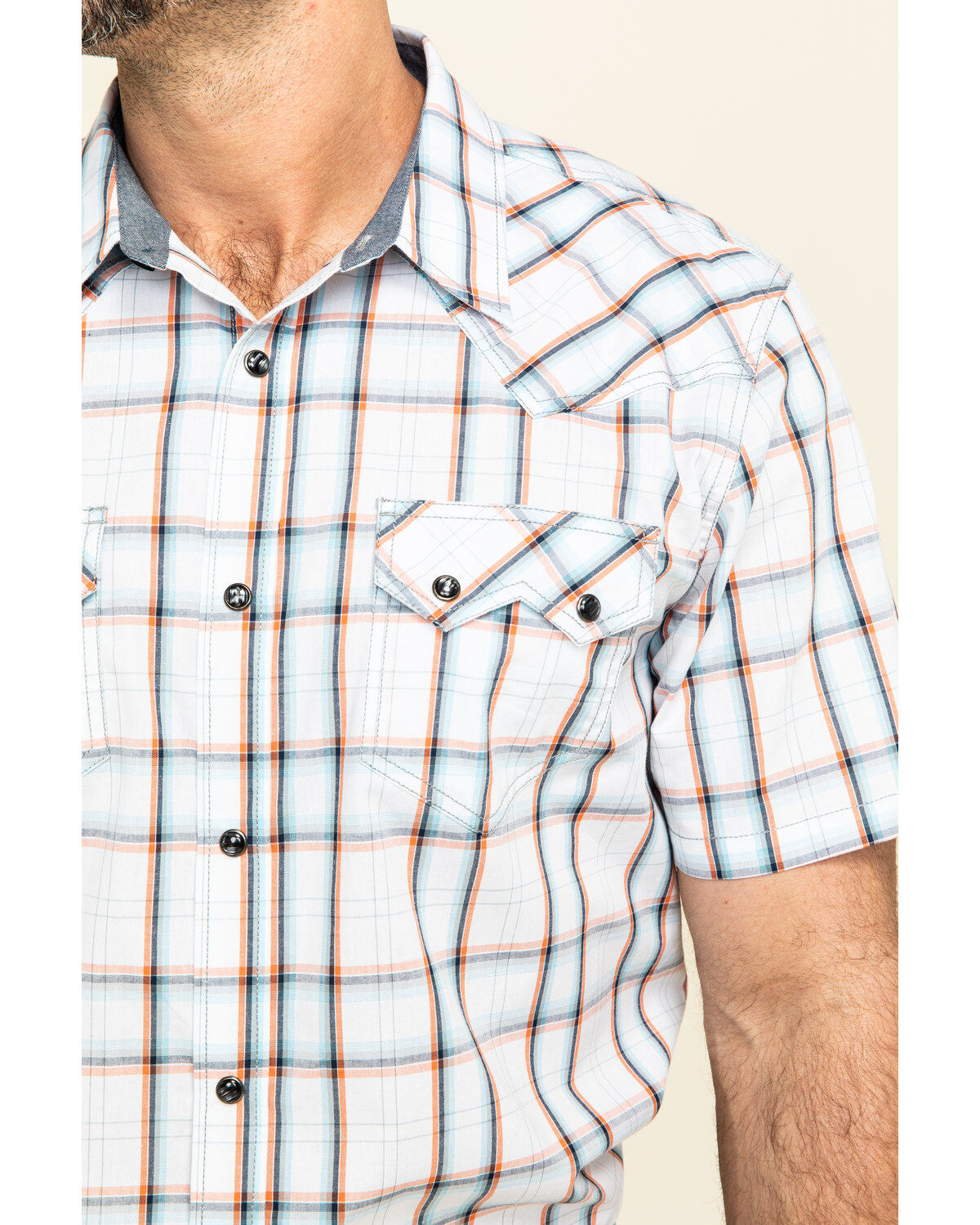 Image #4 - Cody James Men's Neon Glow Plaid Short Sleeve Western Shirt , , hi-res