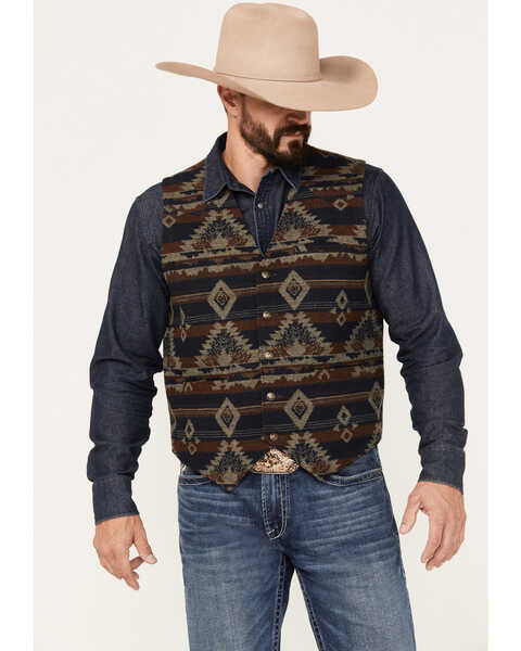 Cody James Men's Dakota Southwestern Jacquard Vest, Brown, hi-res