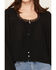 Image #3 - Lovestitch Women's Long Sleeve Lace Trim Top, Black, hi-res