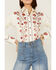 Rockmount Ranchwear Women's Vintage Ivory Thistle Floral Embroidery Western Shirt, Ivory, hi-res