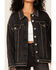 Pol Women's Black Studded Denim Jacket, Black, hi-res