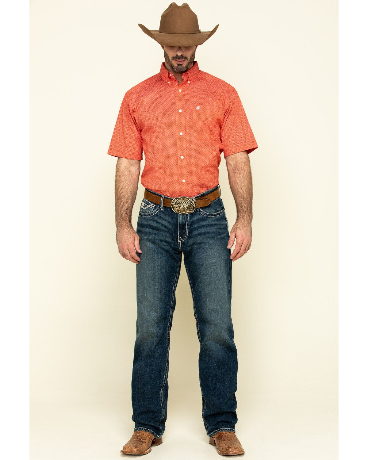 Ariat Men's Orange Gatewood Stretch Geo 