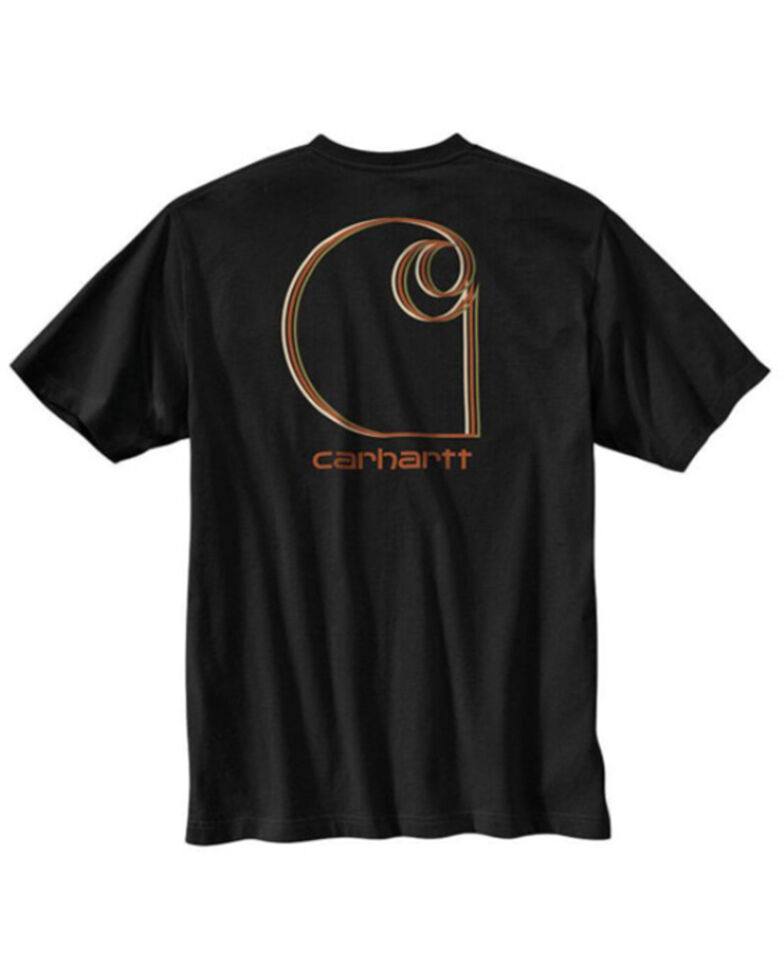 Carhartt Men's Logo Graphic Black Relaxed Fit Heavyweight Short Sleeve Work Pocket T-Shirt , Black, hi-res