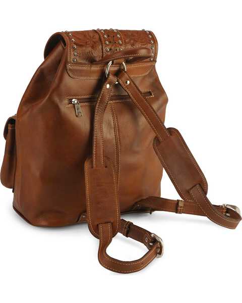 American West Leather Backpack, Brown, hi-res