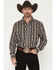 Image #1 - Wrangler Men's Checotah Southwestern Print Long Sleeve Snap Western Shirt - Tall, Black, hi-res