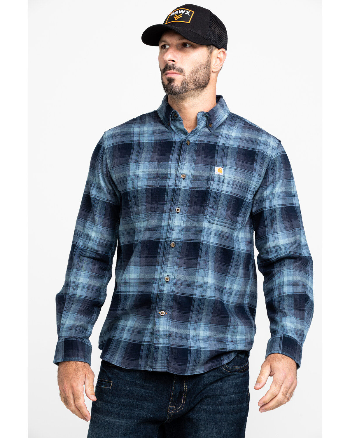 Image #1 - Carhartt Men's Rugged Flex Hamilton Plaid Long Sleeve Work Shirt , , hi-res