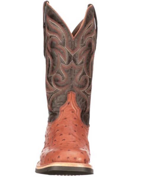 Image #3 - Lucchese Men's Rowdy Ostrich Skin Western Boots - Broad Square Toe, Cognac, hi-res