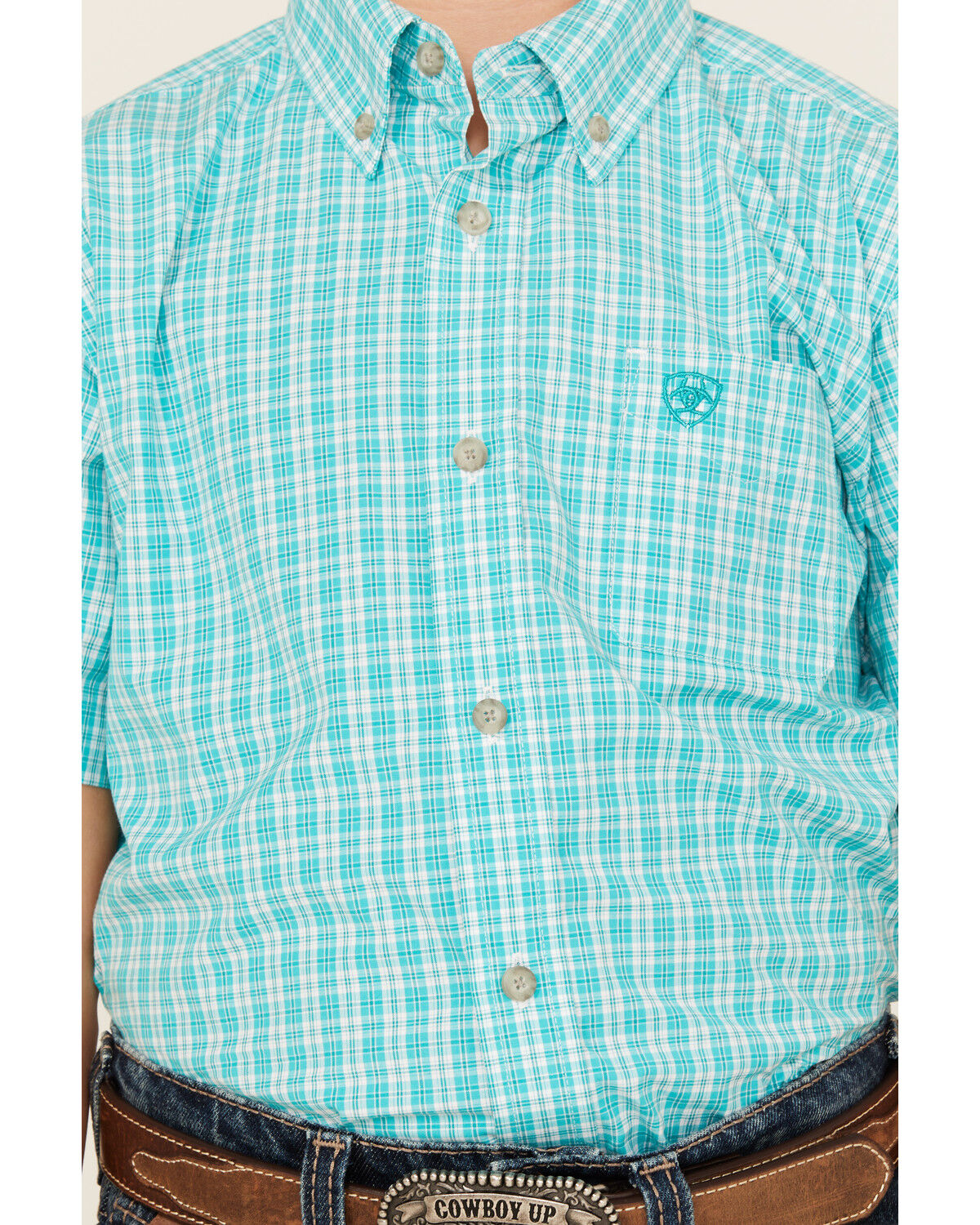 Image #3 - Ariat Boys' Pro Jensen Plaid Print Short Sleeve Button-Down Western Shirt, , hi-res