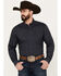Cinch Men's Diamond Print Long Sleeve Button Down Western Shirt, Navy, hi-res