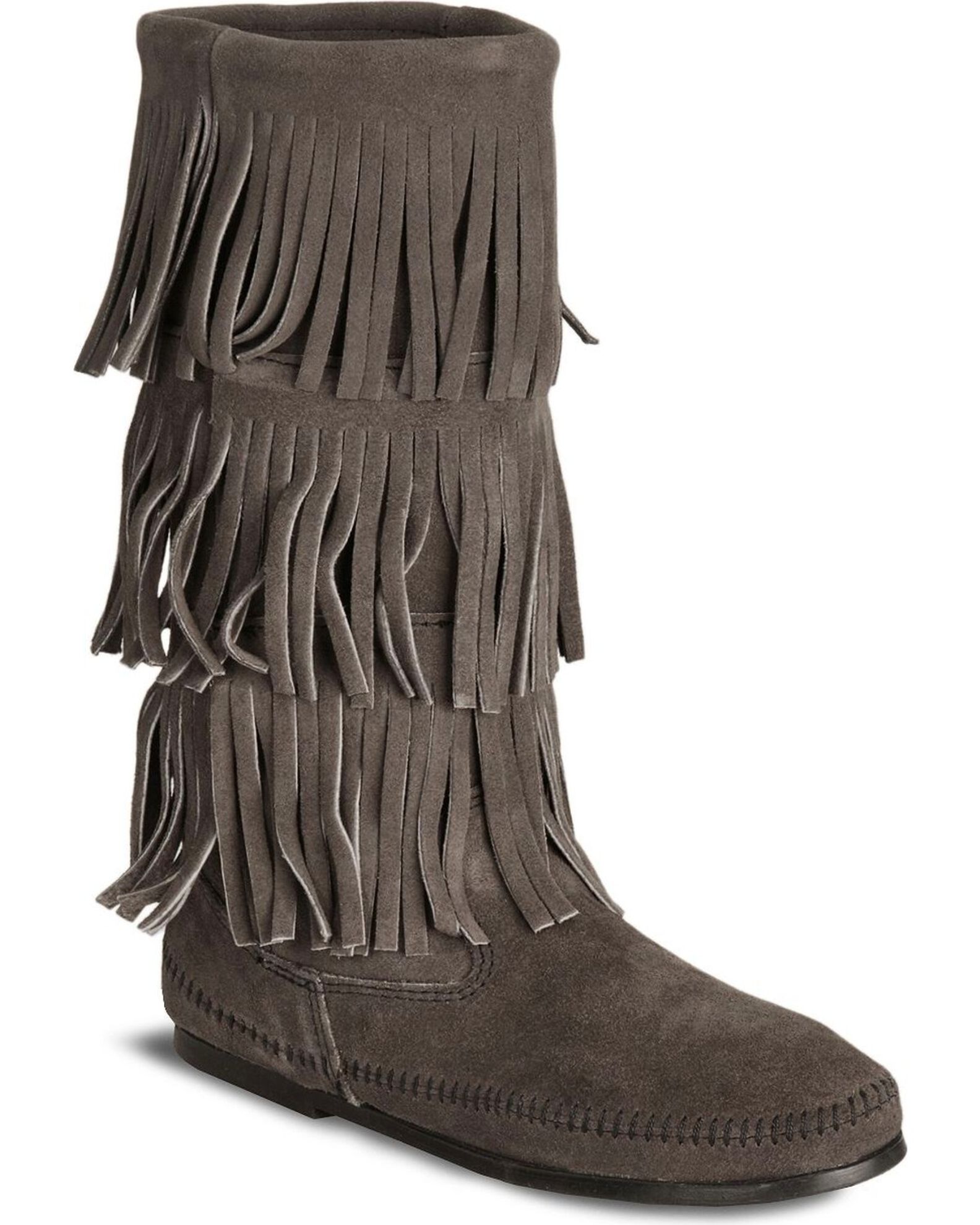 Minnetonka Women s Three Layer Fringe Boots Boot Barn