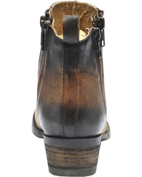 Image #4 - Circle G Burnished Double Zipper Booties - Round Toe, Brown, hi-res