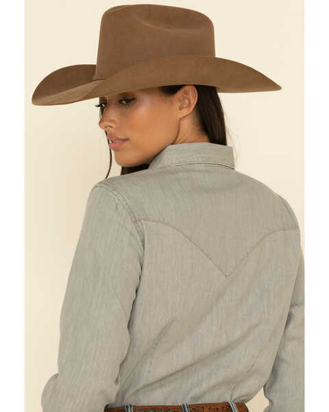 Image #10 - Wrangler Women's Long Sleeve Gray Denim Shirt, Grey, hi-res