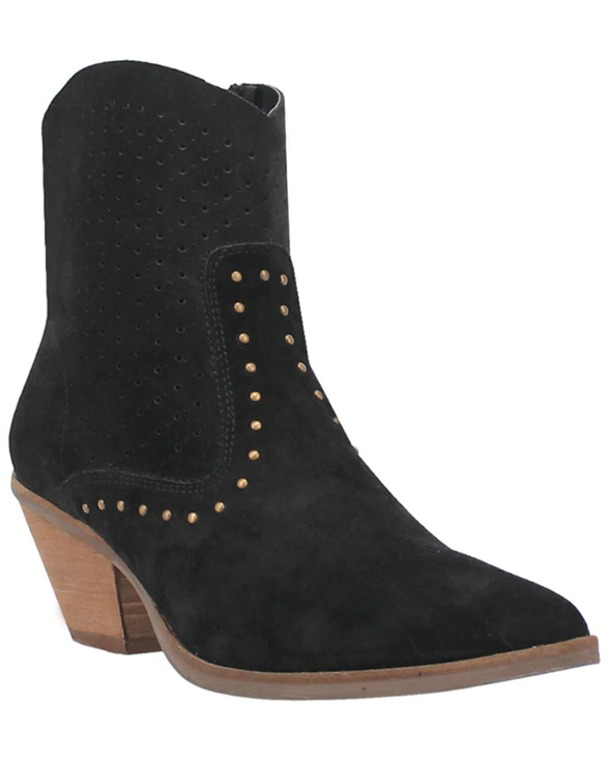 Image #1 - Dingo Women's Miss Priss Studded Suede Booties - Round Toe, Black, hi-res