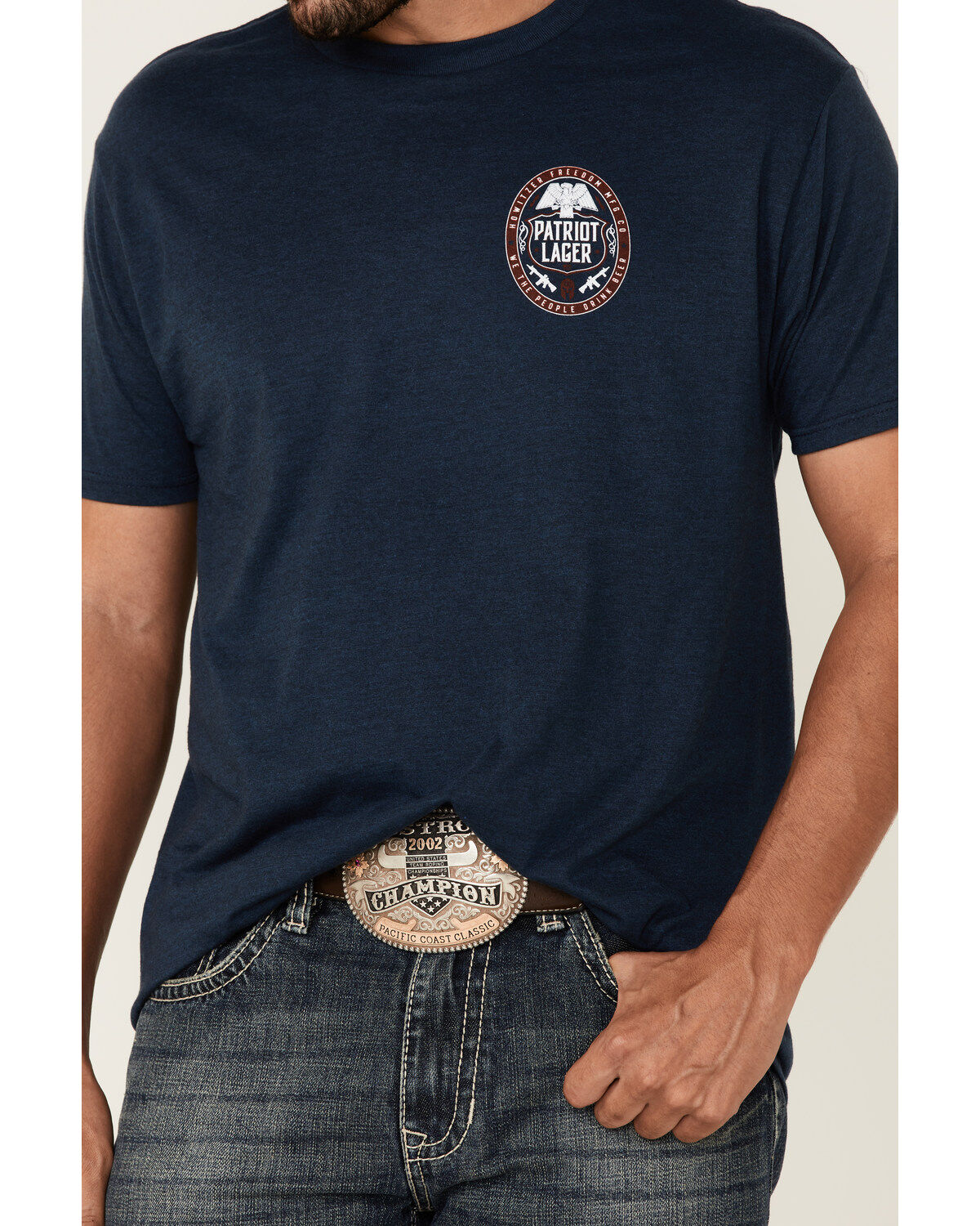 Image #3 - Howitzer Men's Patriot Lager Graphic Short Sleeve T-Shirt, Navy, hi-res