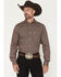 Image #1 - Ariat Men's Wrinkle Free Geo Print Fitted Long Sleeve Button-Down Western Shirt, Brown, hi-res