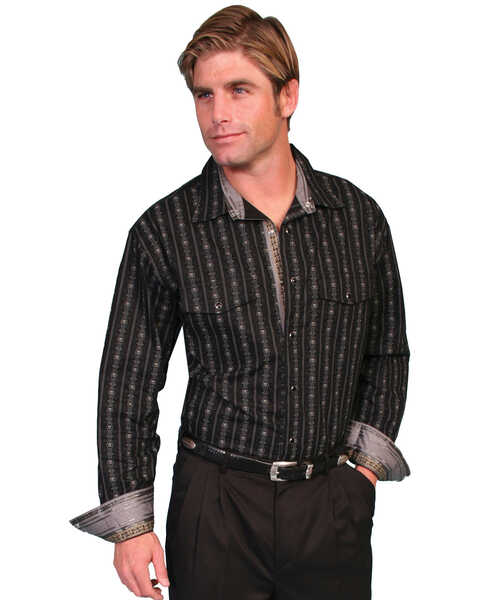 Image #1 - Scully Men's Signature Series Striped Long Sleeve Shirt, , hi-res