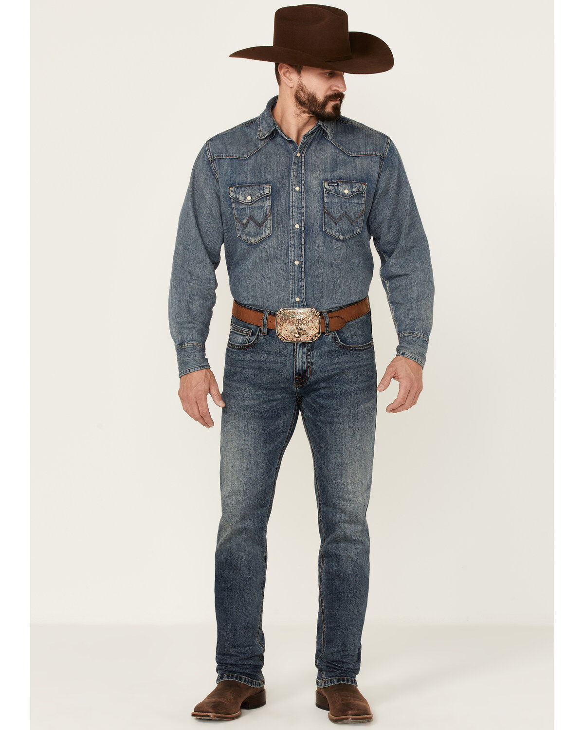Image #3 - Hooey by Rock & Roll Denim Men's Revolver Medium Vintage Stretch Slim Straight Jeans, Blue, hi-res
