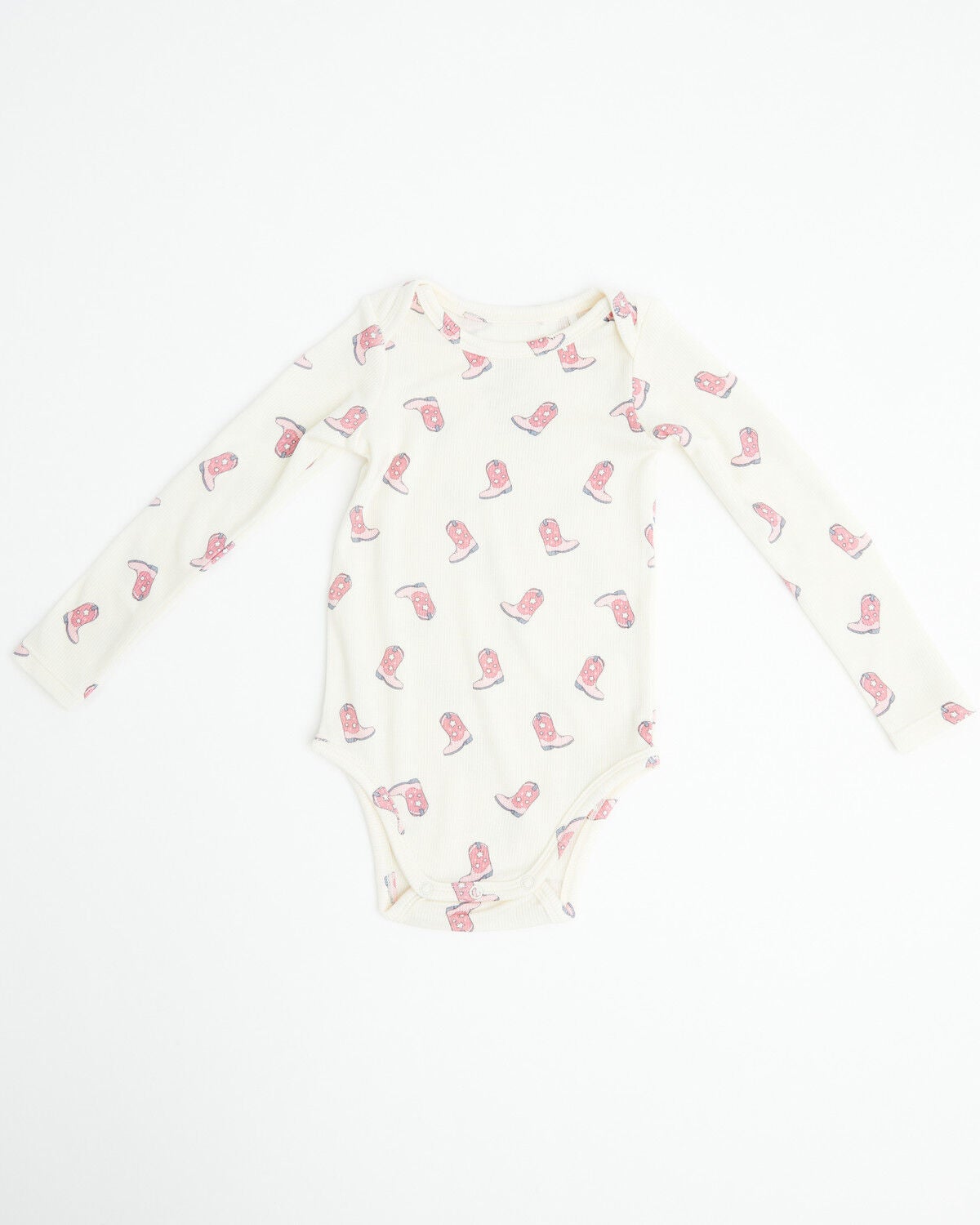 Angel Dear Infant Girls' Cowgirl Boot Long Sleeve Snap Onesie, Ivory, hi-res