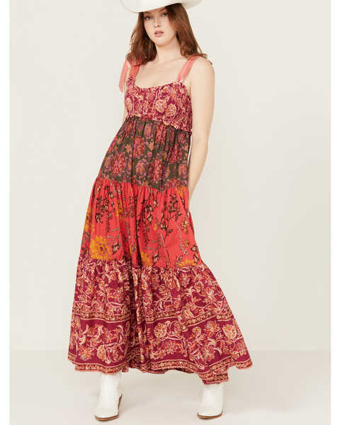 Free People Women's Bluebell Maxi Dress , Red, hi-res