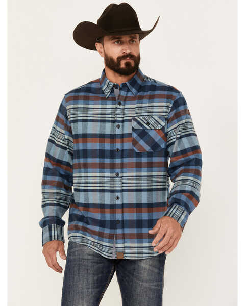 Dakota Grizzly Men's Brock Plaid Print Long Sleeve Button-Down Flannel Shirt, Blue, hi-res