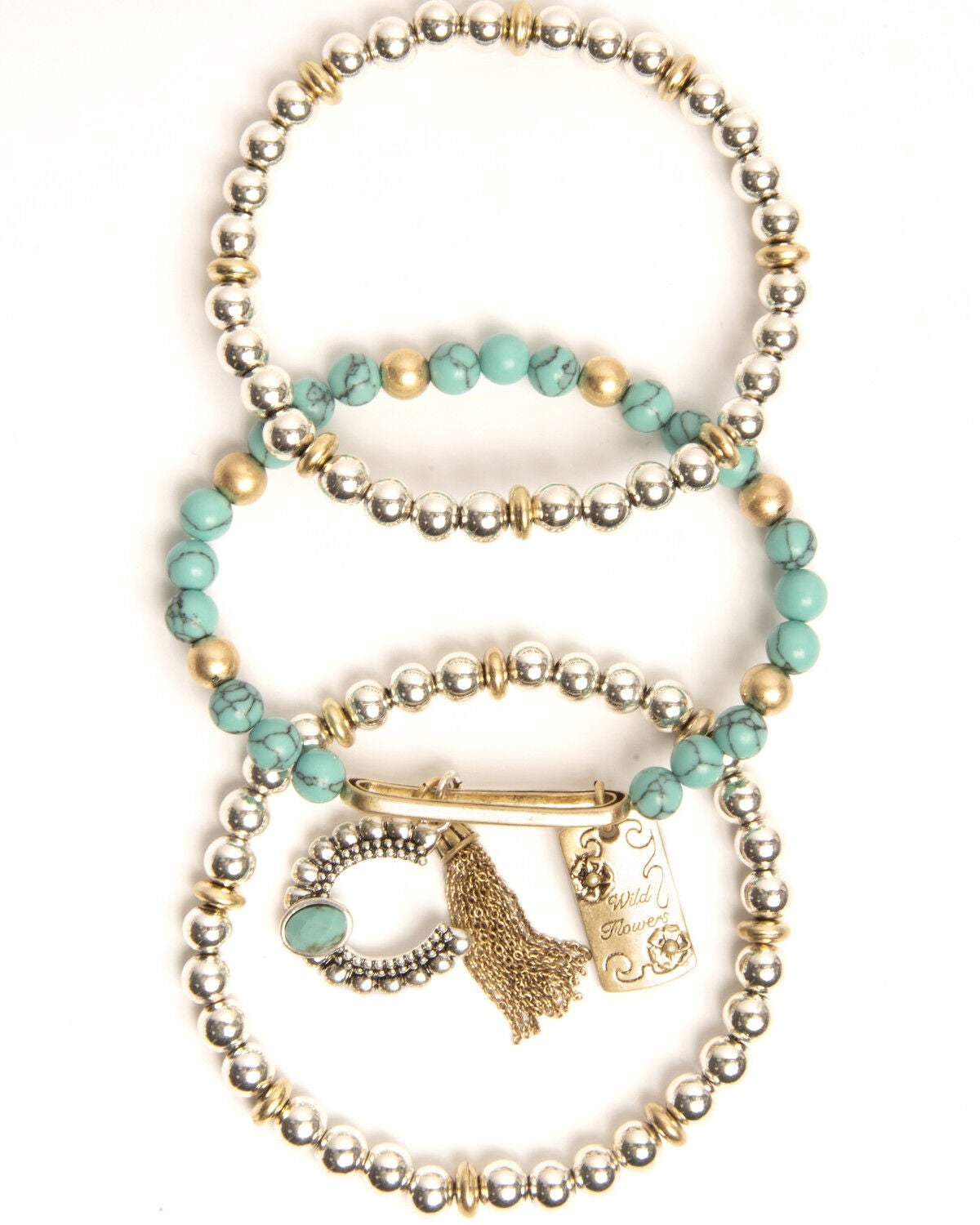 Lainey Wilson Women's Little Bitta Luck Charm Bracelet Set - 3 Piece, Silver, hi-res
