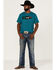 Wrangler Men's Mexico Rider Teal Rope Logo Graphic Short Sleeve T-Shirt , Teal, hi-res