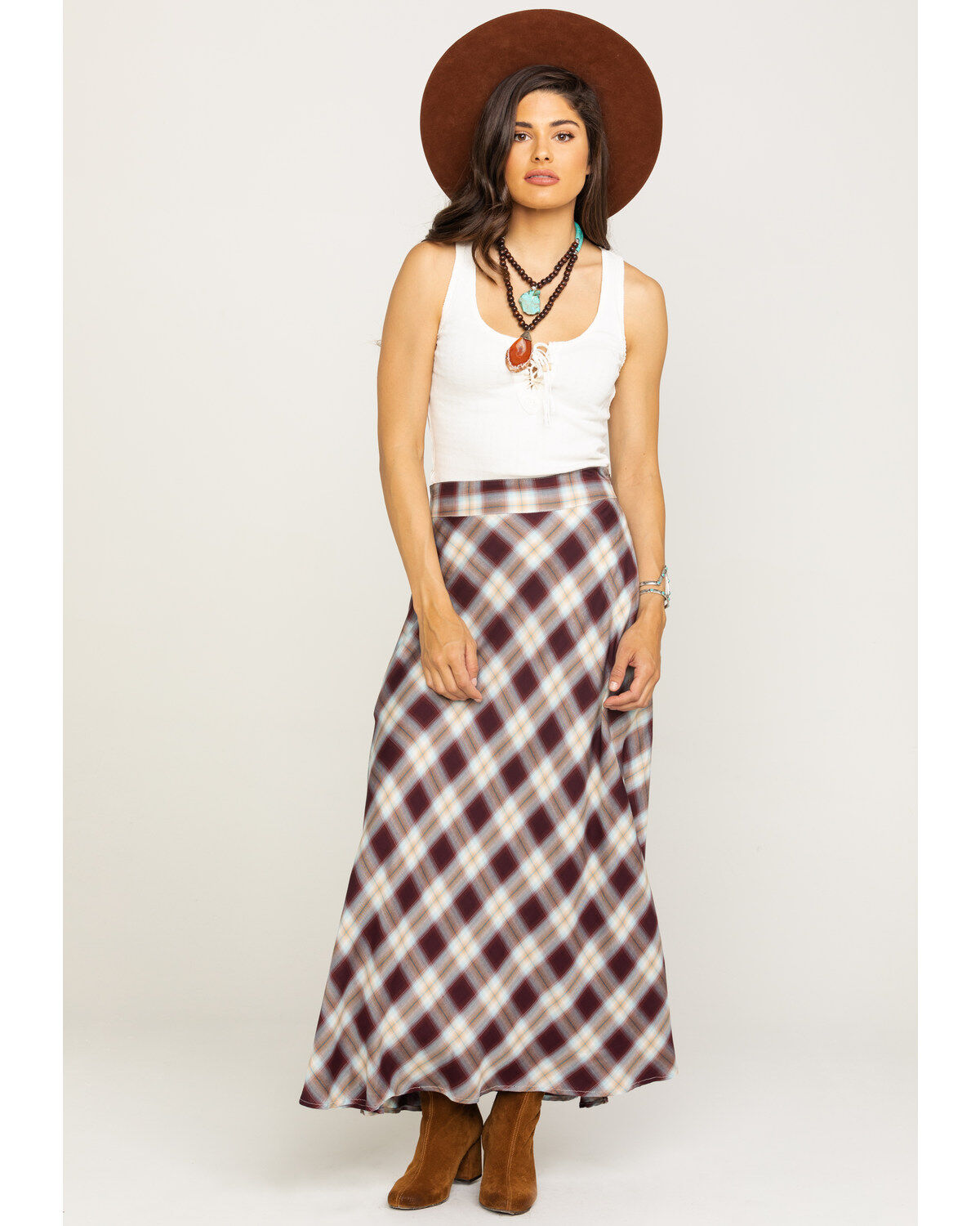 Image #6 - Stetson Women's Plaid Print Maxi Skirt, , hi-res