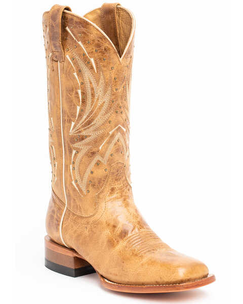Shyanne Women's Imogen Studded Performance Western Boots - Broad Square Toe, Tan, hi-res