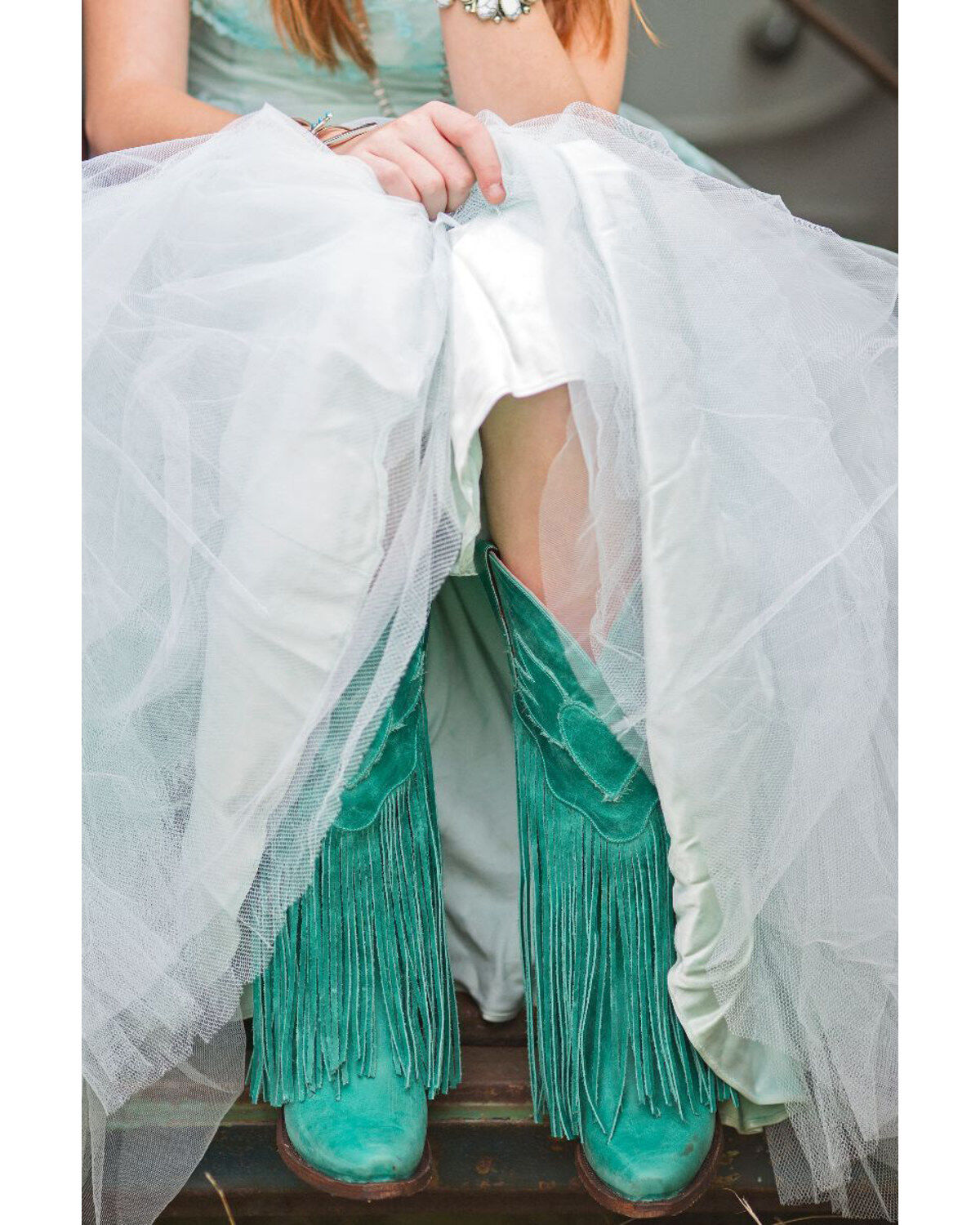 Image #6 - Junk Gypsy by Lane Women's Dreamer Fringe Western Boots - Snip Toe, Turquoise, hi-res