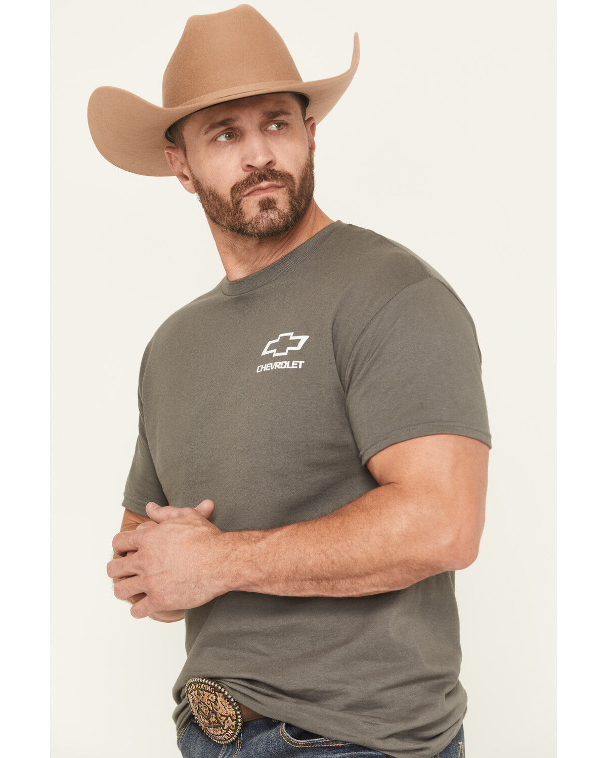 Image #3 - Buckwear Men's Chevy Camo Logo Print Short Sleeve Graphic T-Shirt, Charcoal, hi-res