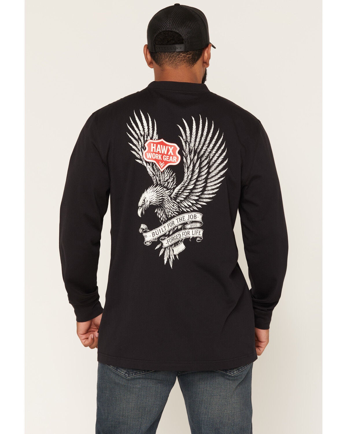 Image #1 - Hawx Men's Built For The Job Long Sleeve Graphic Work T-Shirt, Black, hi-res