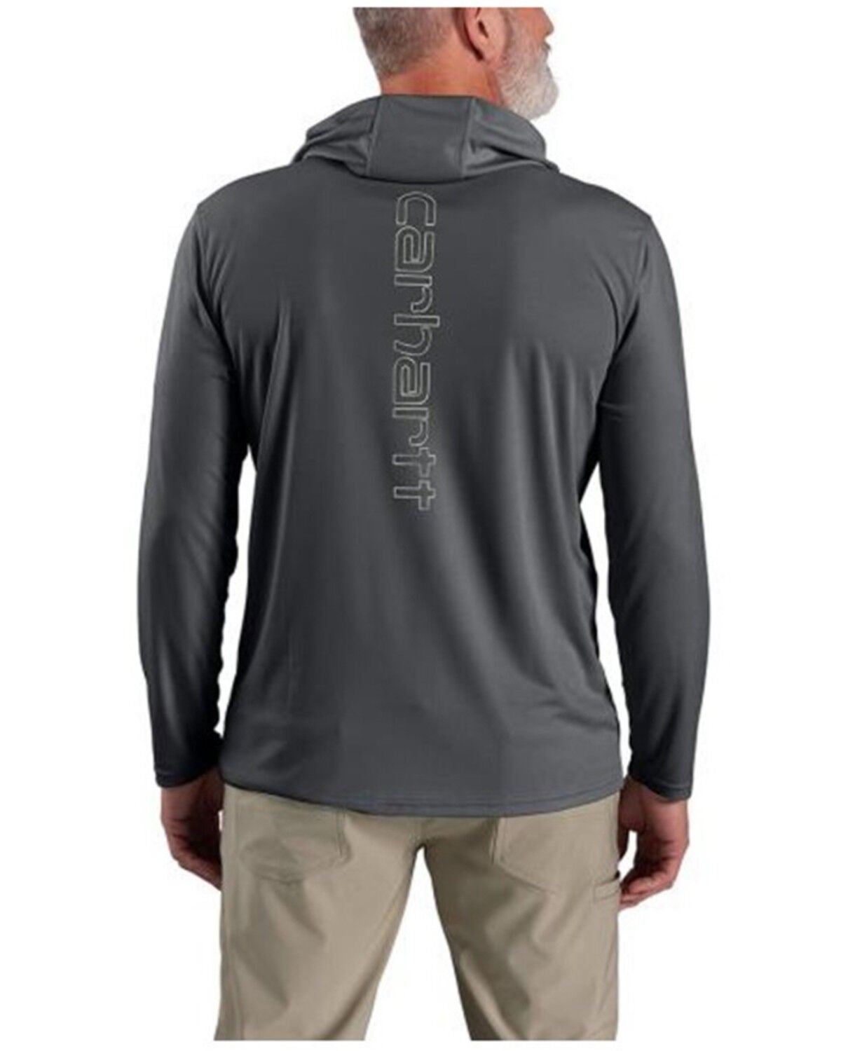 Image #1 - Carhartt Men's Force Sun Defender&trade; Lightweight Long Sleeve Hooded Graphic T-Shirt, Grey, hi-res
