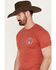 Howitzer Men's Red, White and Blue Graphic Western T-Shirt, Heather Red, hi-res