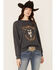 Paramount Network's Yellowstone Women's Charcoal Mineral Wash Steerhead Graphic Raglan Sweatshirt, Charcoal, hi-res