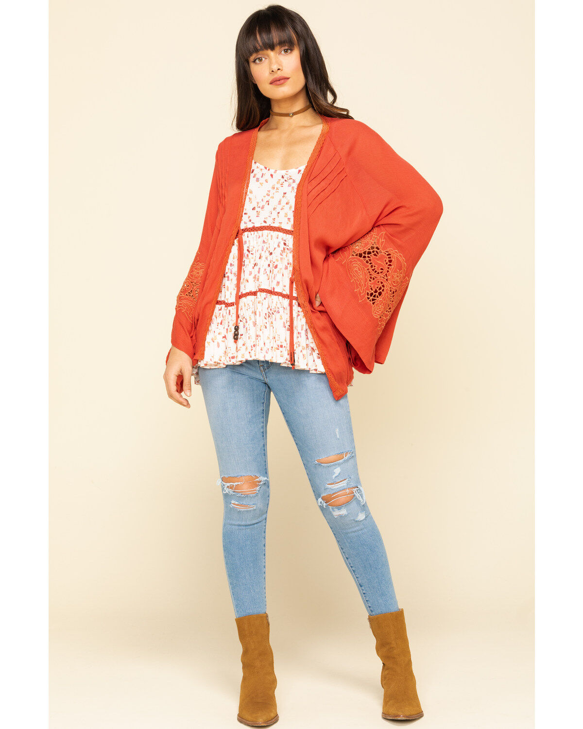 Image #6 - Miss Me Women's Tie Front Bell Sleeve KImono  , , hi-res