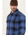 Image #2 - Hawx Men's Ainsley Plaid Print Long Sleeve Snap Polar Fleece Shirt Jacket, Navy, hi-res