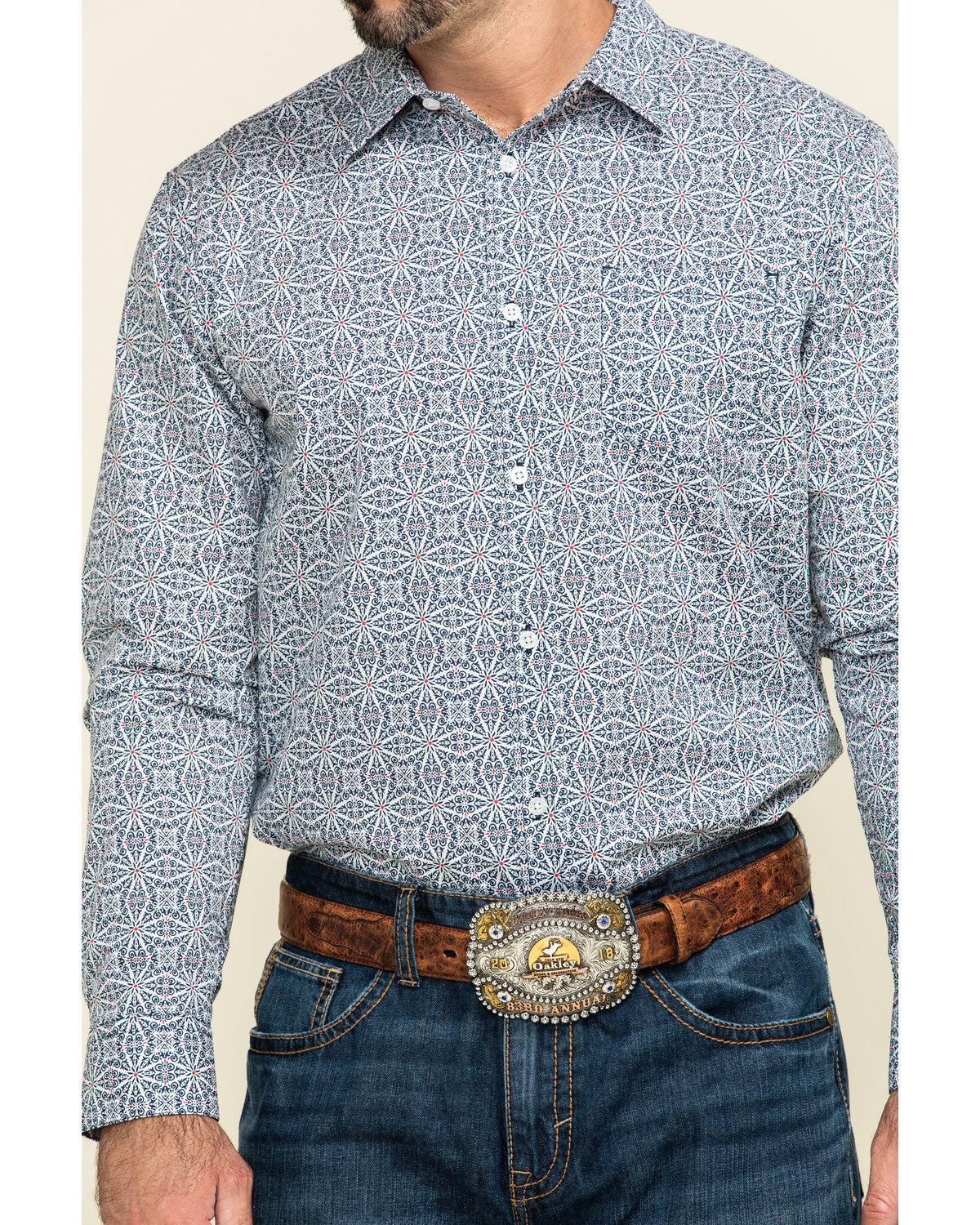 Image #4 - Gibson Men's Kaleidoscope Geo Print Long Sleeve Western Shirt, , hi-res