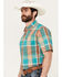 Image #2 - Kimes Ranch Men's Masonic Plaid Print Short Sleeve Button Down Shirt, Turquoise, hi-res
