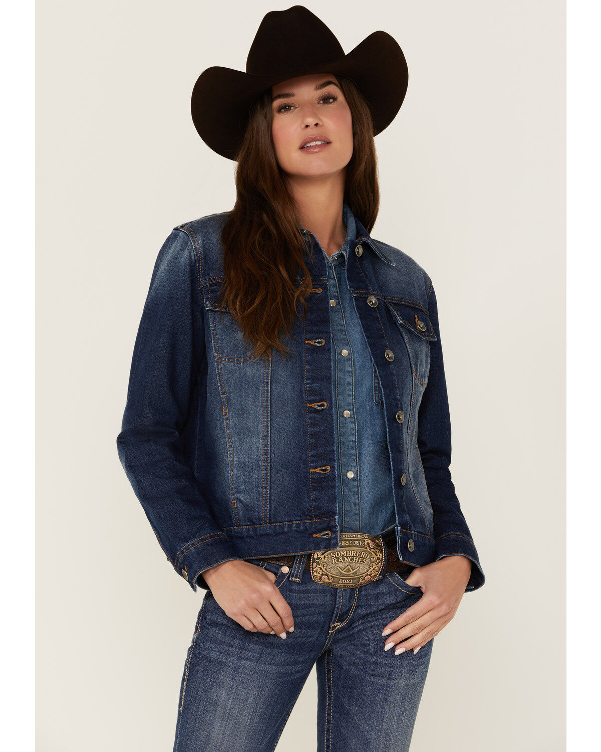 RANK 45&reg; Women's Signature Dark Denim Rancher Jacket, Dark Wash, hi-res