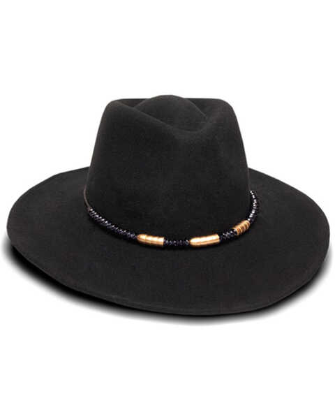 Nikki Beach Women's Black Marti Wool Felt Western Hat , Black, hi-res