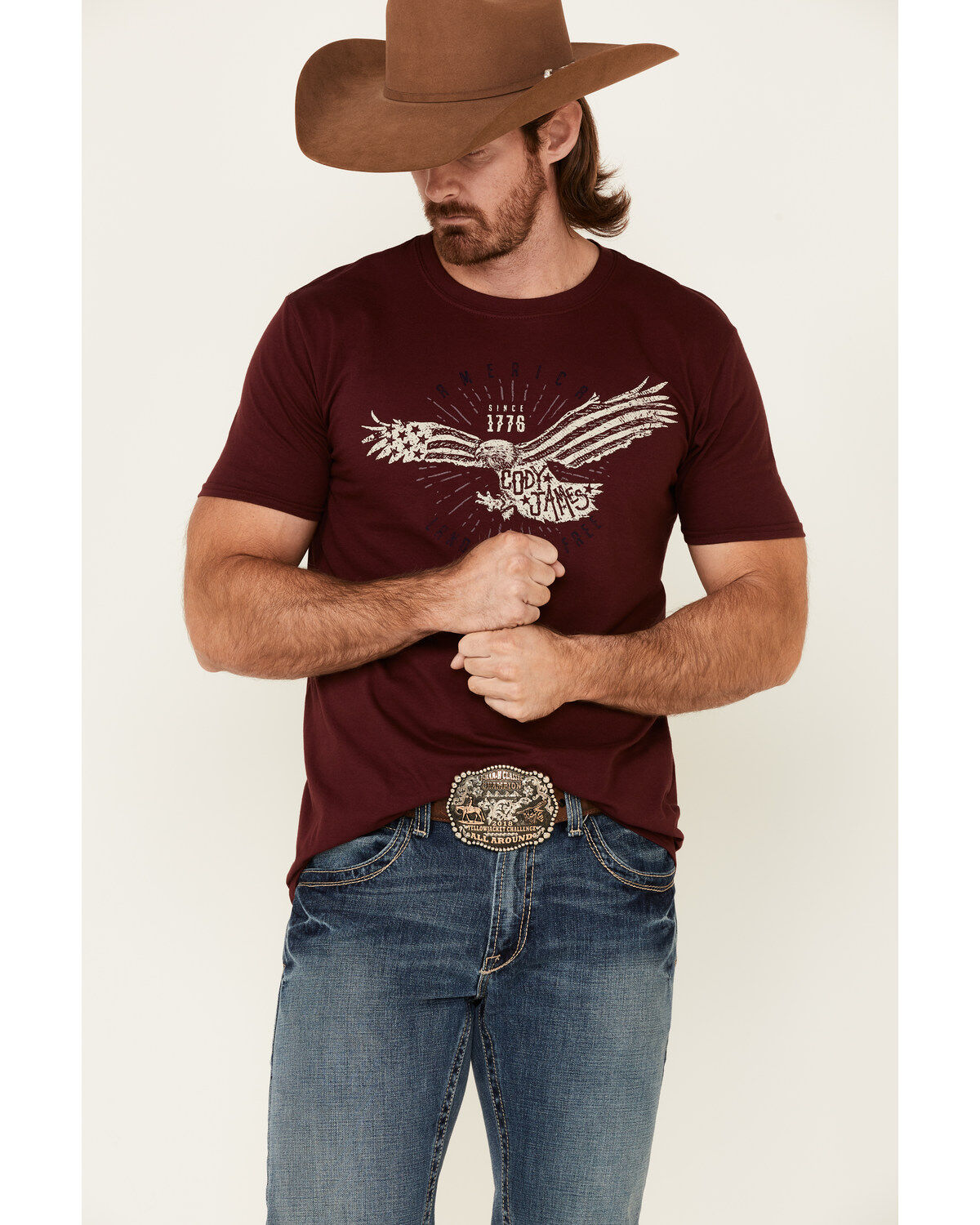 Image #1 - Cody James Men's Land Free Eagle Graphic Short Sleeve T-Shirt , , hi-res