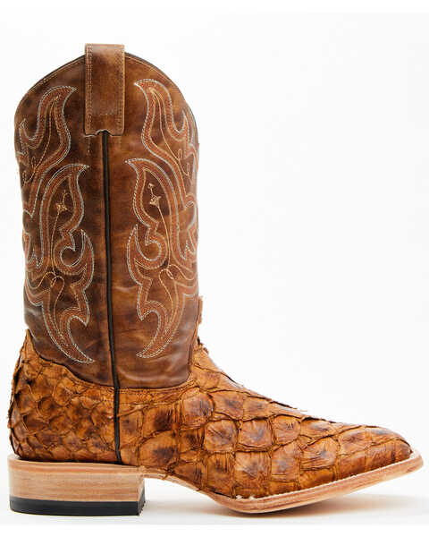 Image #2 - Cody James Men's Exotic Pirarucu Western Boots - Broad Square Toe , Caramel, hi-res