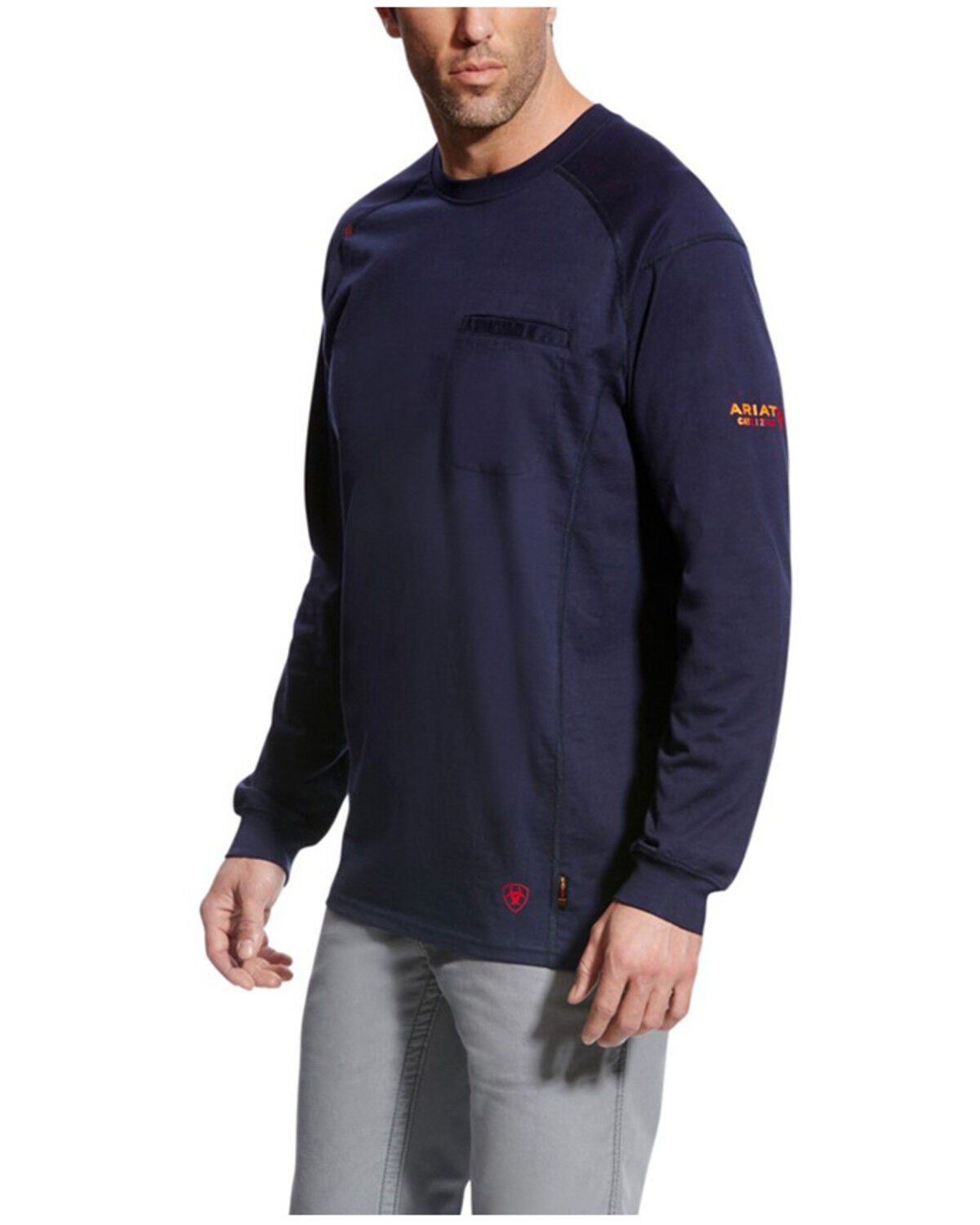 Ariat Men's FR Air Crew Long Sleeve Work Shirt - Big, Navy, hi-res