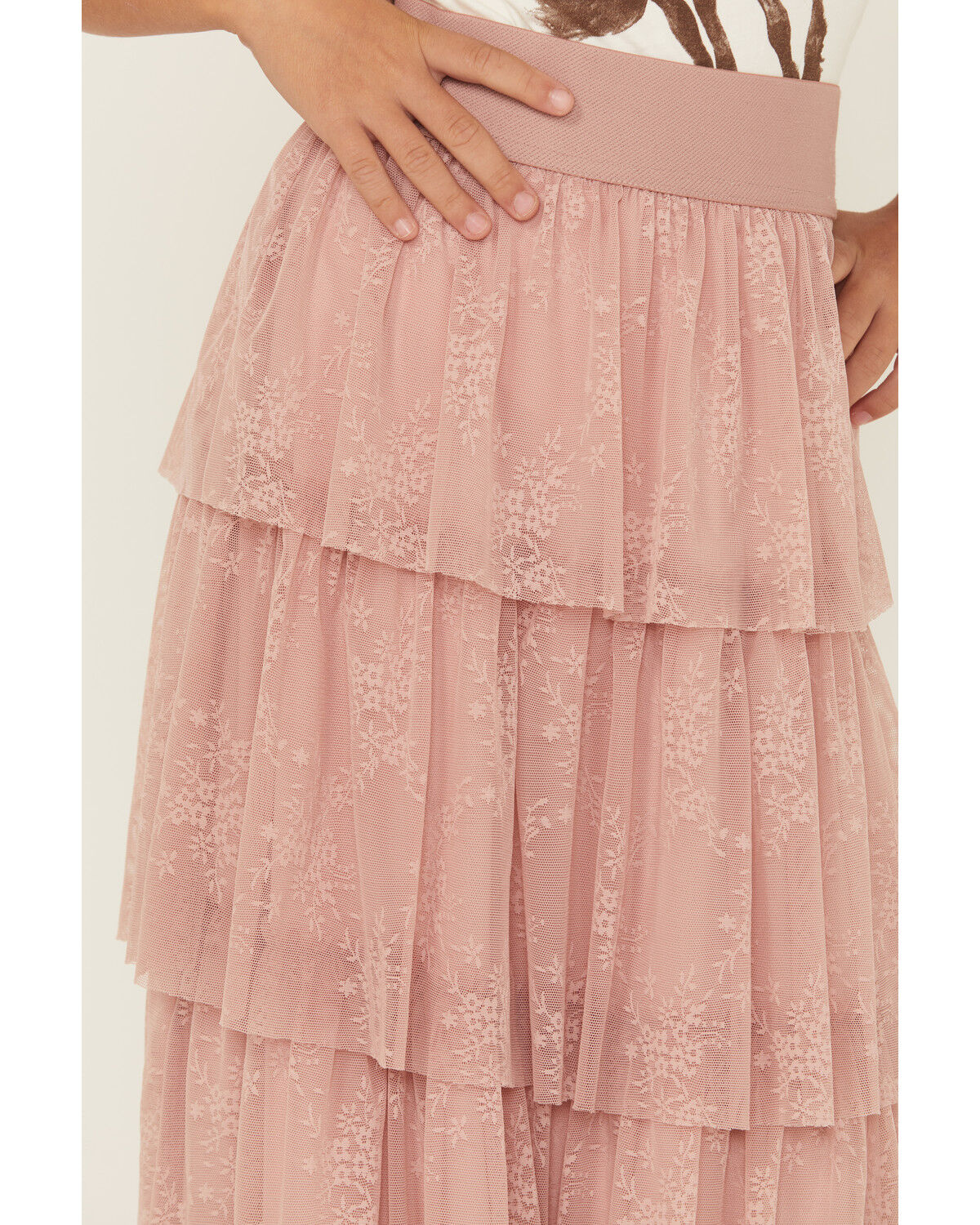 Image #2 - La La Land Girls' Tiered Maxi Skirt, Pink, hi-res
