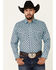 Image #1 - Wrangler Men's Silver Edition Turquoise Southwestern Stripe Long Sleeve Pearl Snap Western Shirt, Turquoise, hi-res