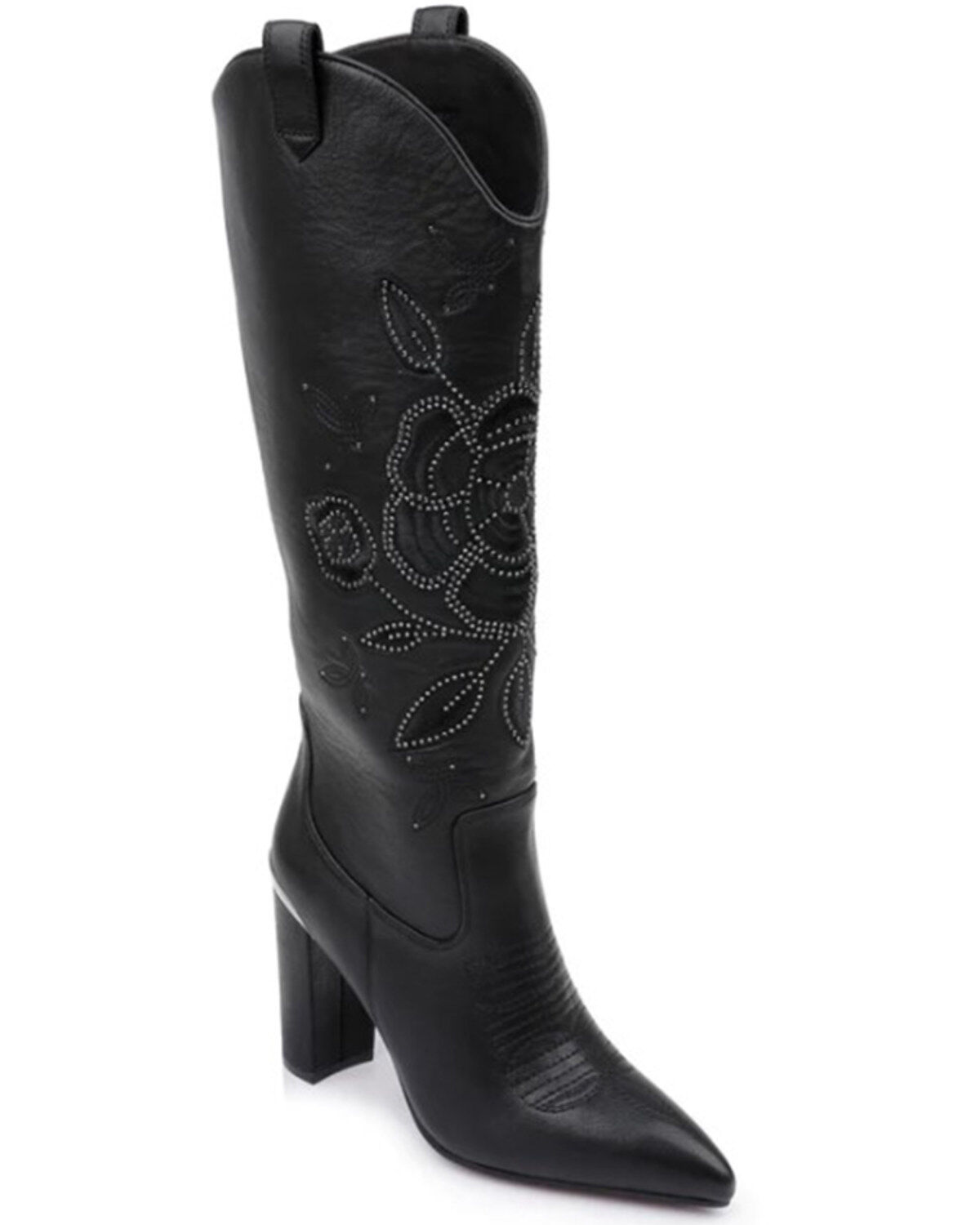 Image #1 - DanielXDiamond Women's Acadia Embroidered Western Boots - Snip Toe, Black, hi-res