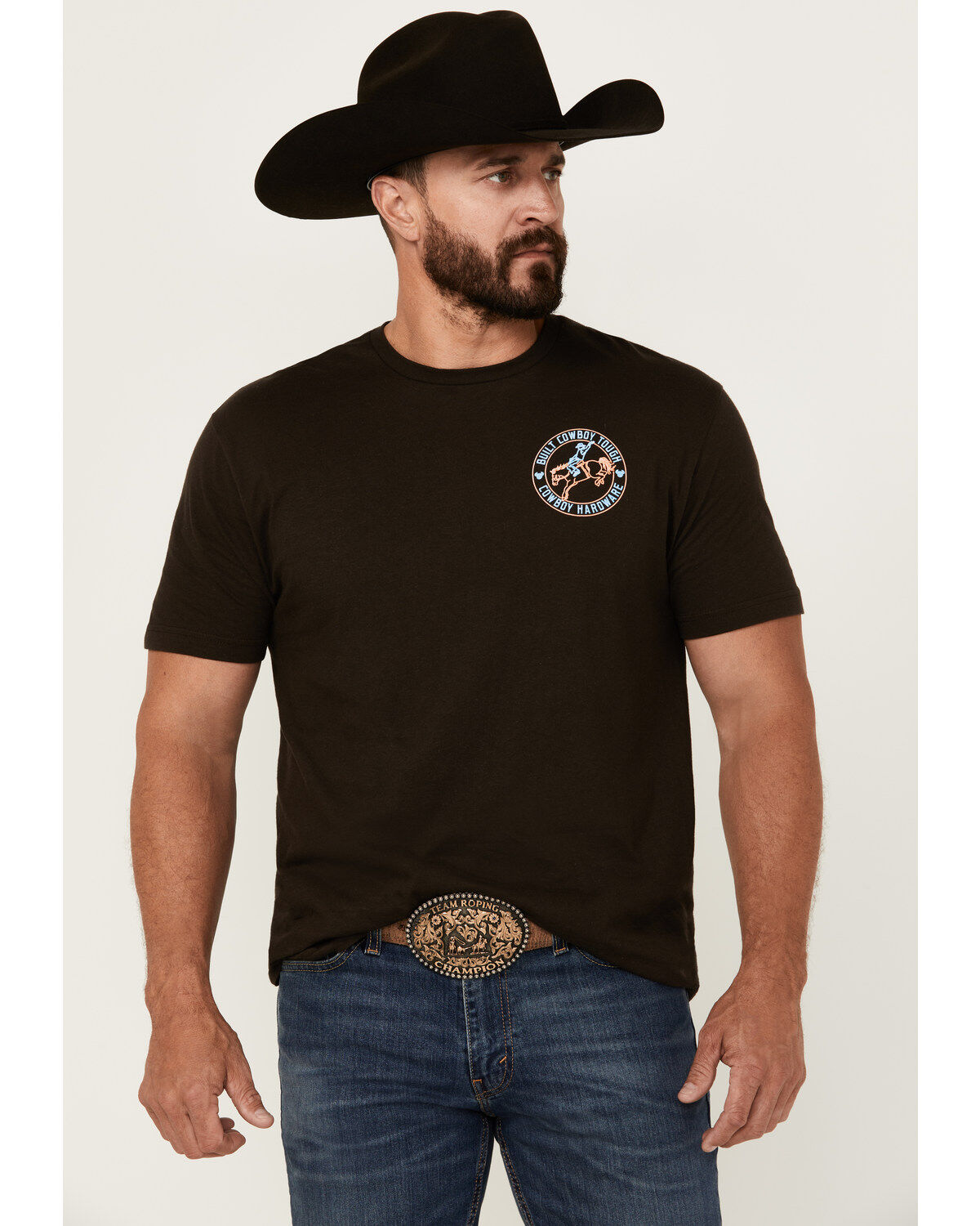 Image #2 - Cowboy Hardware Men's Neon Built Cowboy Tough Short Sleeve Graphic T-Shirt, , hi-res