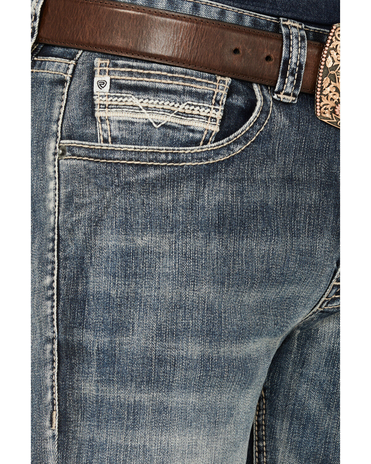 Product Name:  Rock & Roll Denim Men's Double Barrel Medium Vintage Wash Relaxed Stackable Bootcut Stretch Denim Jeans
